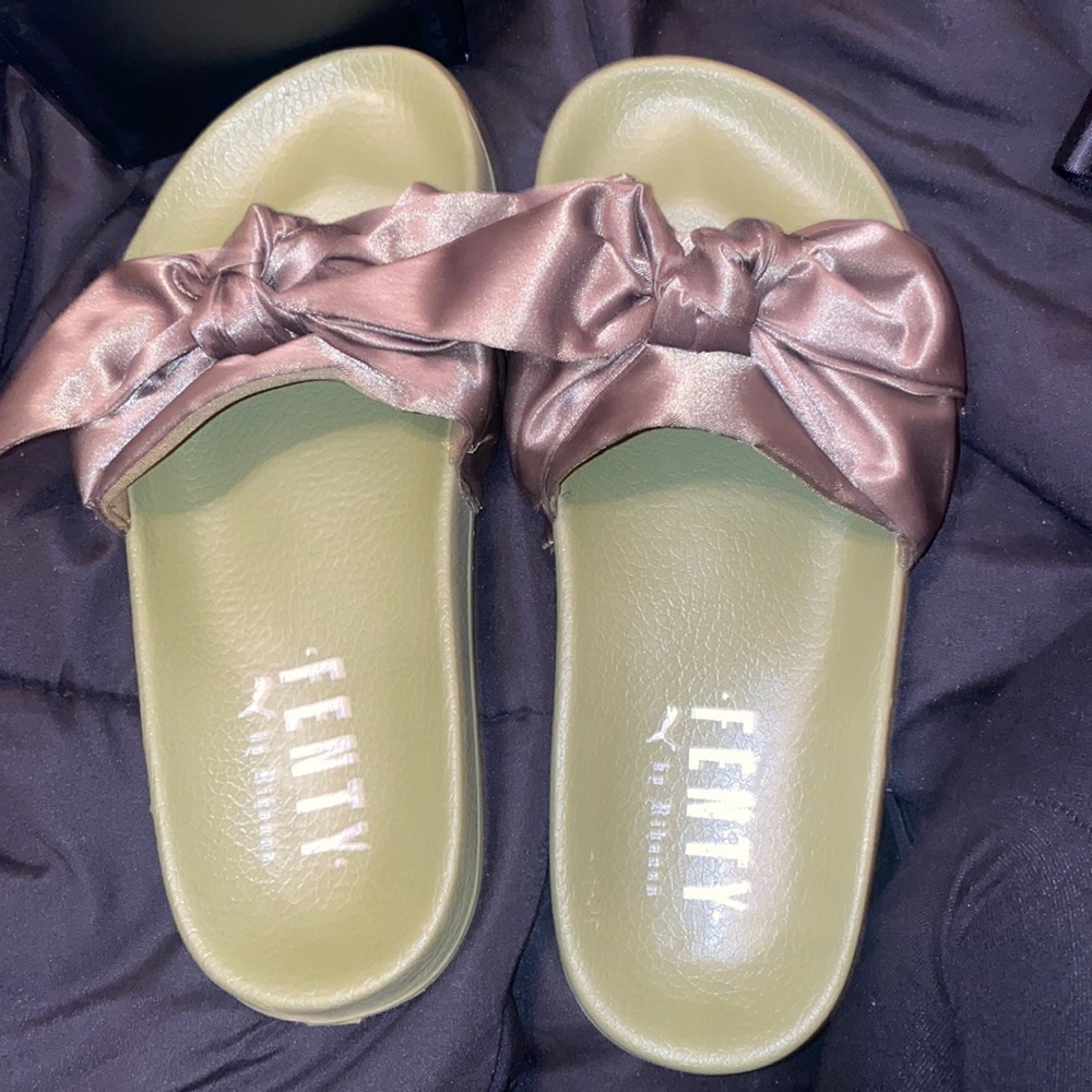 Puma x Fenty olive green bow slides